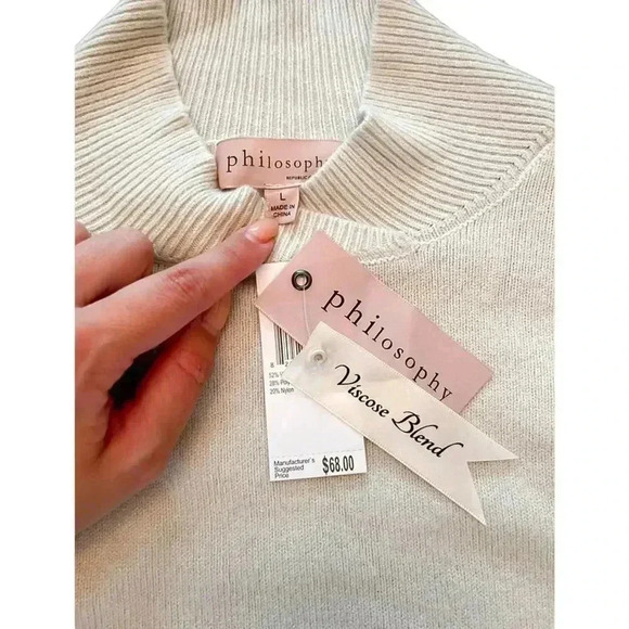 Philosophy Cream Mock Neck Knit Sweater Size Large NWT - Picture 4 of 7